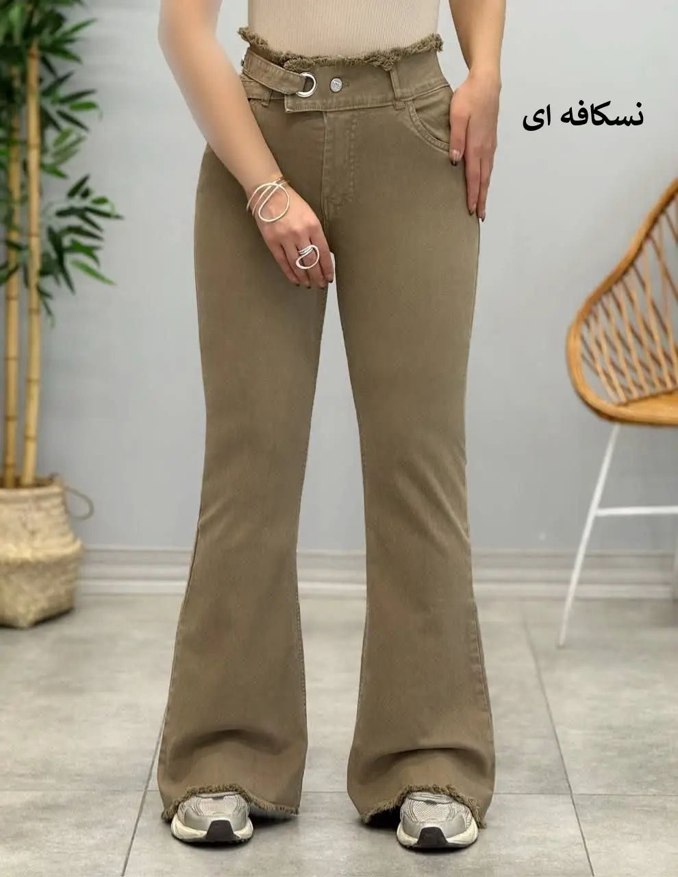 3472-شلوار بوت کات کمربندی